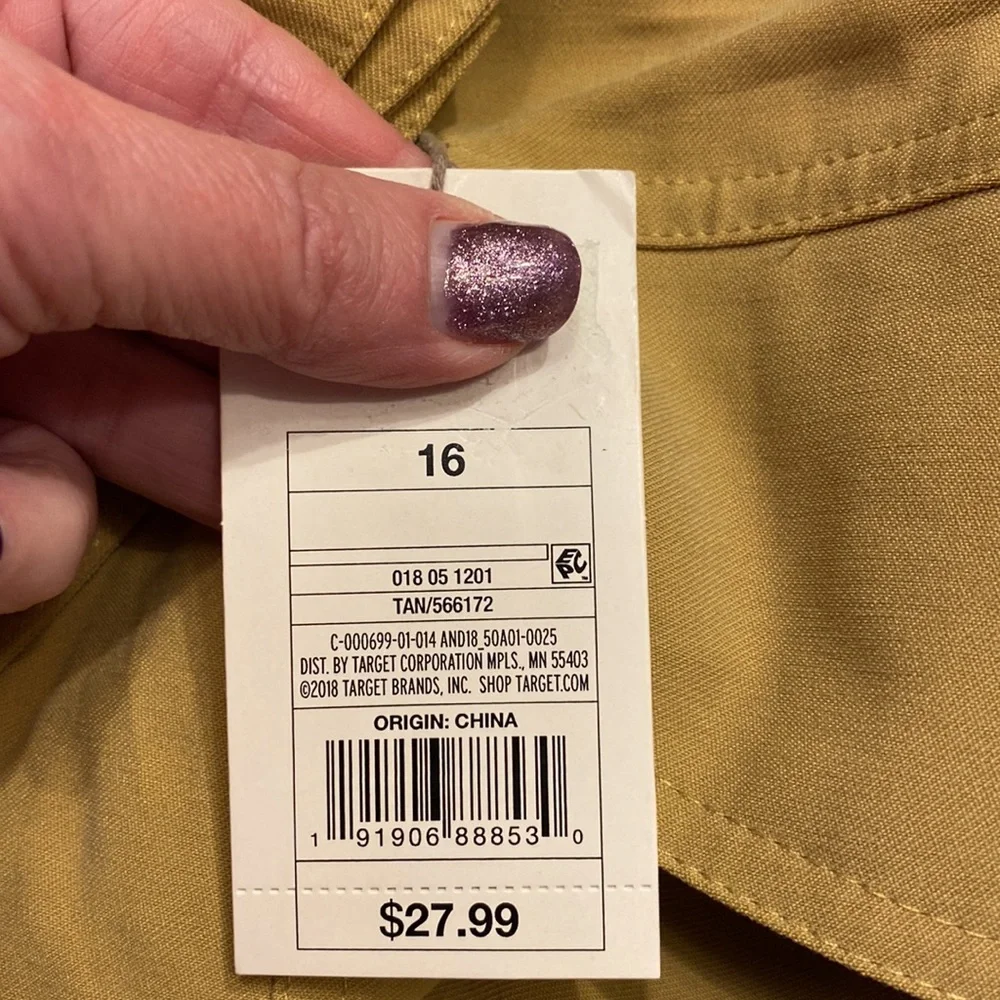 a new day - midi tan skirt with cute front pockets and complete button up front - Picture 10 of 10